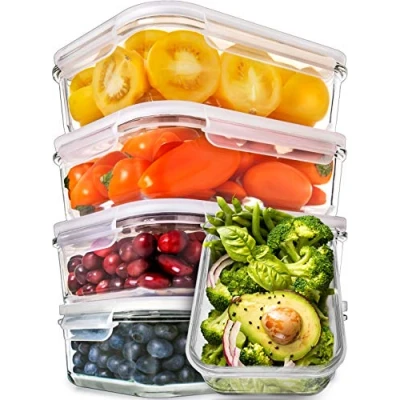 Abbildung von [5er Pack] Frischhaltedosen Glas mit Deckel Meal Prep Boxen Glasbehälter Set Spülmaschinen Mikrowellen Gefrierschrankfest (880 ml: 1 Fach)