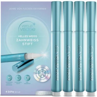 Abbildung von Venus Visage Pen Pro Series Teeth Whitening Stift, 20 Mal Zahnaufhellung, Schmerzfreies Zahnbleaching für Weiße Zähne, Schnelles Zähne Aufhellen, Sanftes &amp; Zahnschonendes Bleichen (4er Pack)