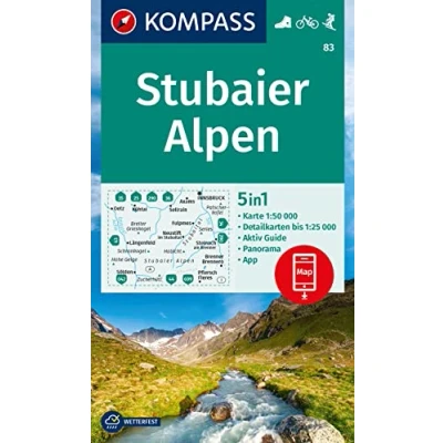 Abbildung von KOMPASS Wanderkarte 83 Stubaier Alpen 1:50.000: 5in1 Wanderkarte, mit Panorama, Aktiv Guide und 1:25000 Karten, inklusive Kartenbereich zur offline ... in der App. Fahrradfahren. Skitouren.