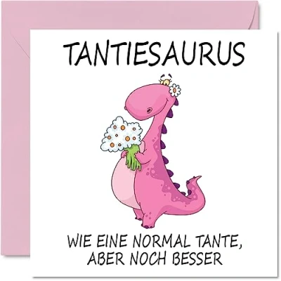 Abbildung von Lustige Geburtstagskarten für Tante Tantiesaurus Scherz Happy Birthday Karte von Neffen Nichte, Geburtstagsgeschenke, 145 mm x große Grußkarten, Geschenk Tante,