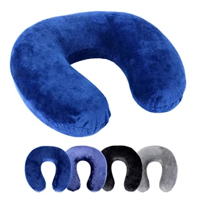 Abbildung von Schramm Rocco e.K. Nackenkissen 4 Farben wählbar Reisekissen Nackenhörnchen orthopädisches Nackenstützkissen Memory Schaum Travel Neck Pillow, Farbe:blau