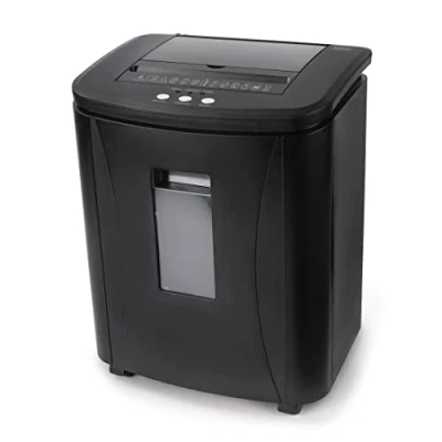 Abbildung von Hama Aktenvernichter Einzug professionell Home Office (Partikelschnitt, Schredder, elektrisch, 120 Blatt Papier, Kunststoff 25 Liter Papierkorb, Sicherheitsstufe 4 DSGVO)