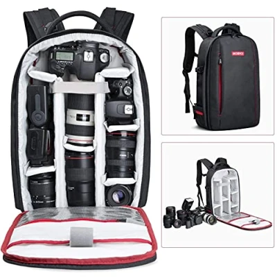 Abbildung von Beschoi Fotorucksack wasserdicht Kameratasche Kamerarucksack mit Laptopfach für Canon Sony Nikon Olympus SLR/DSLR Kamera, Objektiv und Zubehör, groß (schwarz)