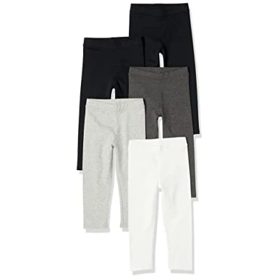 Abbildung von Amazon Essentials Mädchen Leggings, 5er Pack, Hellgrau/Kohlegrau/Schwarz/Weiß, 10 Jahre