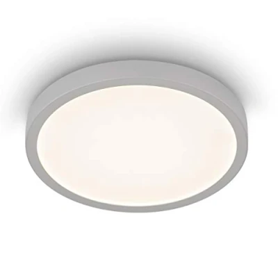 Abbildung von EGLO LED Deckenleuchte Molay, 1 flammige Aufbauleuchte aus Stahl und Kunststoff, Deckenlampe in Silber, Weiß, Aufbaulampe warmweiß, Ø 28,5 cm