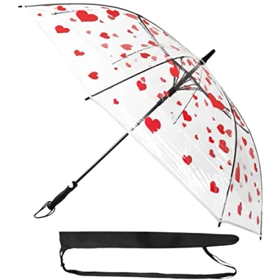 Abbildung von Sternenfunke Regenschirm Herz groß XXL Ø130 cm transparent, durchsichtiger Hochzeit 2 Personen