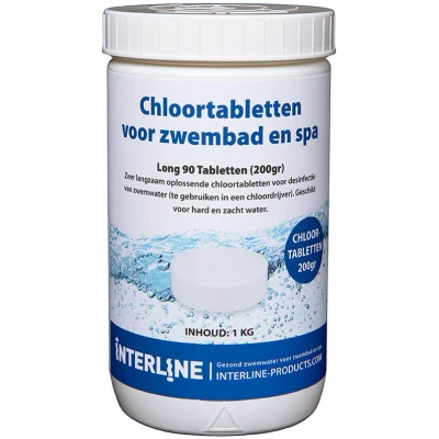 Abbildung von Chlortabletten für Schwimmbad Long90 200gramm/1kg