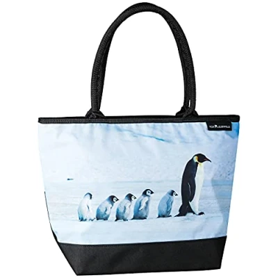 Abbildung von VON LILIENFELD Handtasche Pinguine Motiv Shopper Maße cm L42 x H30 T15 Strandtasche Henkeltasche Büro