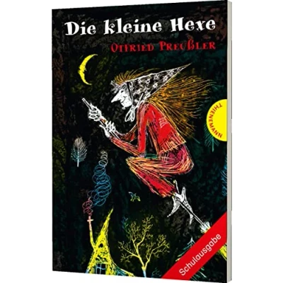 Abbildung von die kleine Hexe: Schulausgabe mit großer Schrift und schwarz weiß illustriert, als Lektüre für Grundschule geeignet