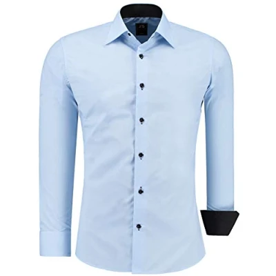 Abbildung von J&#039;S FASHION Herren Hemd Slim Fit Langarm Freizeithemd Pflegeleicht Bügelleicht Hellblau 6XL
