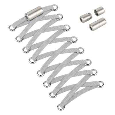 Abbildung von Widamin 2 Paar Elastische Schnürsenkel für Erwachsene und Kinder, Ohne Binden mit Metallkapseln, grau JS