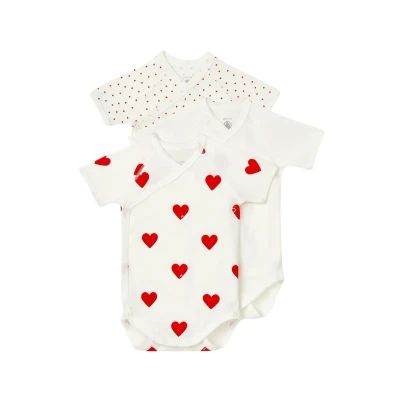 Abbildung von Petit Bateau Short Sleeve 3 PACK SET Body für Kinder, Größe: 74, White red