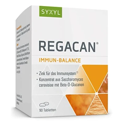 Abbildung von SYXYL Regacan Nahrungsergänzungsmittel mit Zink für das Immunsystem sowie Maitake und Beta D Glucanen Vegan, laktosefrei, glutenfrei 90 Tabletten im Blister
