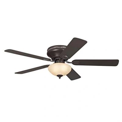 Abbildung von Westinghouse Lighting cm Deckenventilator Everett mit Einzelleuchte und fünf Flügeln, Ausführung in Espresso Lampenschirm aus Scavoglas, 7215440, Braun