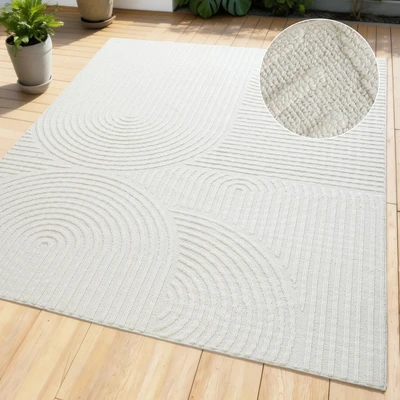 Abbildung von OTTO home Teppich "Jola, In- und Outdoor geeignet, Hoch-Tief-Design, Scandi" rechteckig 9 mm Höhe Hoch-Tief-Struktur, Zen, Wetterfest &amp; UV-beständig, Balkon, Camping