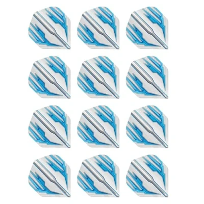 Abbildung von RED DRAGON Hardcore Radical Weiß und Blau Extra Dicke Standard Dart Flights 4 Sätze pro Packung (12 insgesamt)