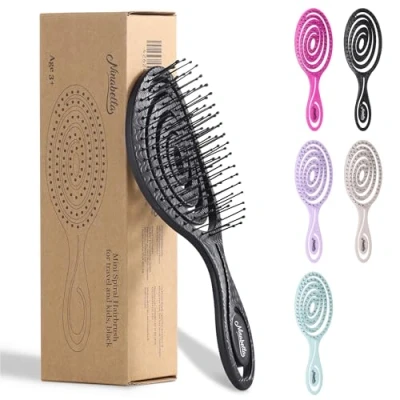 Abbildung von Ninabella Mini Haarbürste ohne Ziepen Bürste für Reisen Entwirrbürste trockenes und nasses Haar Detangler Extensions Hair Brush Schwarz