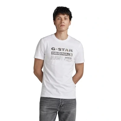Abbildung von G Star Distressed Originals Tshirt print, Herren, Größe: Small, White
