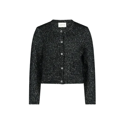 Abbildung von Cartoon MIT Rundhalsausschnitt Strickjacke, Damen, Größe: 34, Black silver