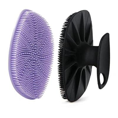 Abbildung von HieerBus Silikon Gesichtsreiniger, Gesichtsreinigungsbürste Gesichtswaschbürste, sanftes Peeling Pad Massagegerät, für Männer Frauen Reinigung und (Schwarz+ Lila)
