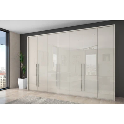 Abbildung von PLACES OF STYLE Kleiderschrank »Piano, inklusive Rahmen und Beleuchtung, soft close Funktion« viele Breiten zur Auswahl, 226cm hoch, beige oder weiß, UV lackiert, Hochglanzfronten, FSC zertifiziert