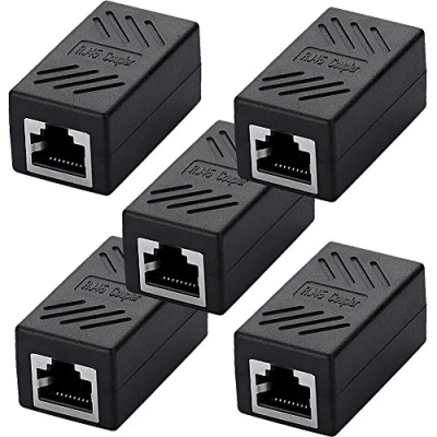 Abbildung von SIENOC Cat5 /Cat6 RJ45 Kupplung 8P8C Netzwerkkabel Verbinder geschirmt Buchse auf Schwarz (5 Stücks)