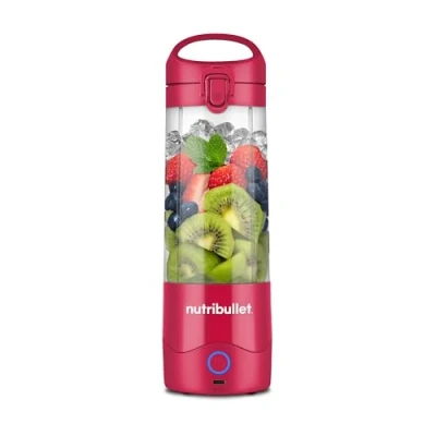 Abbildung von nutribullet Portable Mixer, 475ml BPA freies Tritan Becher, Mini Mixer mit 4 Punkt Edelstahlklinge, Multifunktionsmixer, USB C Ladegerät, 15+ Mixvorgänge NBP003MA, Magenta