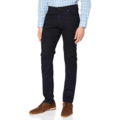 Abbildung von bugatti Herren Hose Regular Fit Schwarz oder Blau Langanhaltende Farbechtheit Five Pocket Baumwoll Stretch