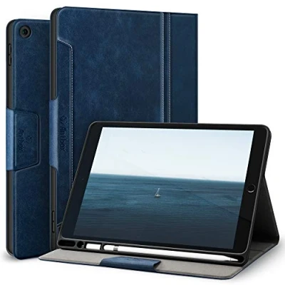 Abbildung von Antbox Hülle für iPad 10.2 (9. /8. /7. Generation) mit Stifthalter Auto Schlaf/Wach Funktion PU Ledertasche Schutzhülle Smart Cover 10,2&quot; 2021/2020/2019 (Blau)