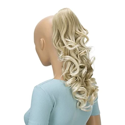 Abbildung von CAISHA 40cm Haarzopf Lily Haarteil mit Butterflyklammer Pferdeschwanz Haarverlängerung Voluminös Gewellt Hellblond H206