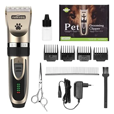Abbildung von Nobleza Hundeschermaschine, Tierhaarschneider Profi Hund, Haarschneidemaschine Set, Leise Haustier Schermaschine Hund Katze, Schnurlosen Elektrische Tirhaarschneidemaschine, Wiederaufladbare