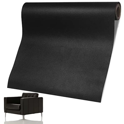 Abbildung von Leder Reparatur Set Patch Kit, 60 x 137cm Selbstklebend, Patch, Kunstleder Selbstklebende für Sofas, Autositze, Bürostuhl, Kopfteil (Schwarz), M