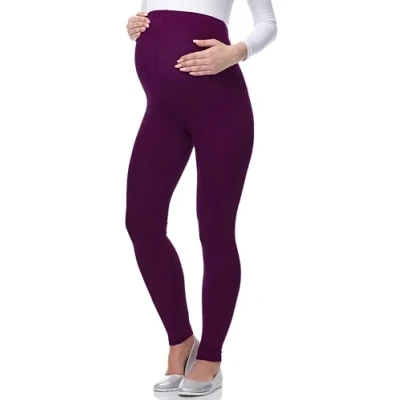 Abbildung von BE Mammy Lange Umstandsleggings aus Viskose Leggings Blickdicht Damen, Maternity Clothing, Ideal für die Schwangerschaft 02 (Pflaume, XL)