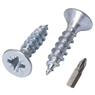Abbildung von SKIR&#039;CO (100 Stück) Verzinkter Stahl 4,5 x 20 mm Silberholzschrauben, Pozidriv Senkkopf, Spanplattenschrauben, PZ Vollgewinde (100, mm)