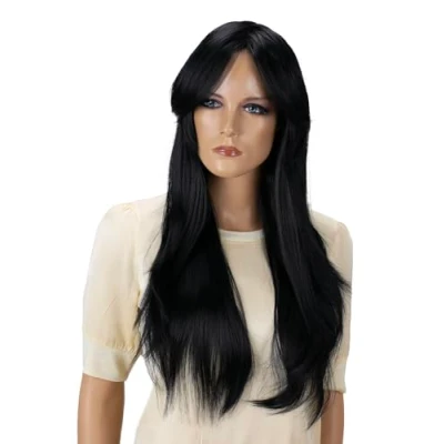 Abbildung von CAISHA 70cm Perücke Kiara Fasching Karneval Cosplay Party Langhaar Schwarz PHK7