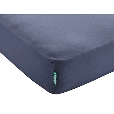 Abbildung von Spannbettlaken »Berlin« Bettlaken BxL+H 140x200+30 cm Dunkelblau Microsatin Hautfreundlich für Boxpringbetten Matratzen bis 30 Höhe, 202092