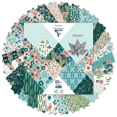 Abbildung von Clairefontaine 95372C Packung mit 60 Blatt Origami, 70g, 15x15cm, Herbarium, 1 Pack