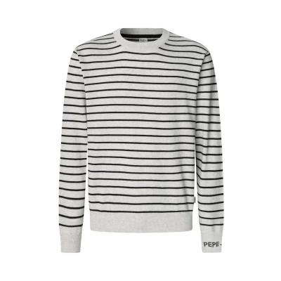 Abbildung von Pepe Jeans Stripes Strickpullover, Herren, Größe: Medium, Light grey marl