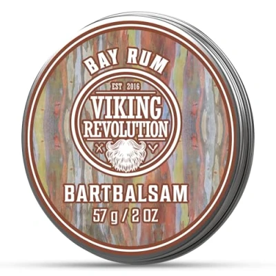 Abbildung von Viking Revolution Bart Balsam mit Sandelholzduft &amp; Argan Jojobaöl Bartwachs Stylt, Stärkt Macht Bärte Schnurrbärte Weich Geschenke Für Männer Bay Rum 57 g
