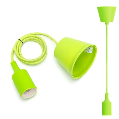 Abbildung von Aigostar E27 Lampenfassung,Pendelleuchte Hängelampe Esstisch Höhenverstellbar,Lampenaufhängung mit 1m Kabel,Pendelleuchte Deckenhalterung,Kinderlampe,DIY Dekorative Beleuchtung,Grün