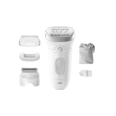 Abbildung von Braun Silk épil 7 Damen Epilierer, elektrischer Epilierer für mit breitem Kopf eine einfache Epilation, nass &amp; trocken, lang glatte Haut, 041, Weiß/Silber