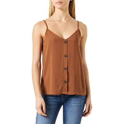 Abbildung von ONLY Damen Onlnova Life Button Singlet Solid Ptm Tops, Toffee, 36 EU