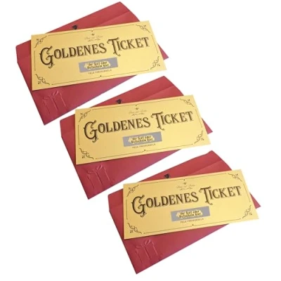 Abbildung von Bear and Bee 3 x Goldenes Ticket Spezial Rubbellos Gutschein zum Selbstausfüllen Geburtstag Weihnachten Geschenk Rubbelkarten (3 Stück)