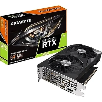Abbildung von Gigabyte NVIDIA GeForce RTX 3060 WINDFORCE OC V2 Graphics Card 12GB GDDR6, 192 bit, PCI E 4.0, 1792MHz Core Clock, 2x DP 1.4, 2 x HDMI 2.1, Ampere GV N3060WF2OC 12GD