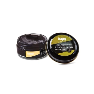 Abbildung von Kaps Schuhcreme für Glattes und Genarbtes Leder Schuhpflege Delicate Cream (106 Dunkelbraun Dark Brown)