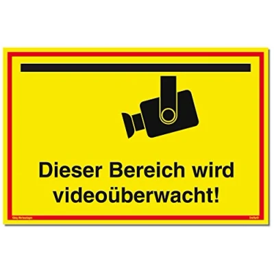 Abbildung von Schild Videoüberwachung Dieser Bereich Wird videoüberwacht! stabiles Alu mit UV Schutz 30 x 20 cm gelb Kameraüberwacht videoüberwacht Dreifke®