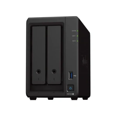 Abbildung von Synology DS723+ 2 Bay Diskstation NAS (AMD Ryzen™ 4 Threads R1600 Dual Core 2GB Ram 2xRJ 45 1GbE LAN Port), 8TB Bundle mit 2X HAT3300 4T