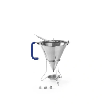 Abbildung von HENDI Fondanttrichter 1,9 Liter 3x Düsen Ø 2, 4, 6 mm inkl. Absperrventil Abtropfschalte, gastro Edelstahl Soßen Trichter