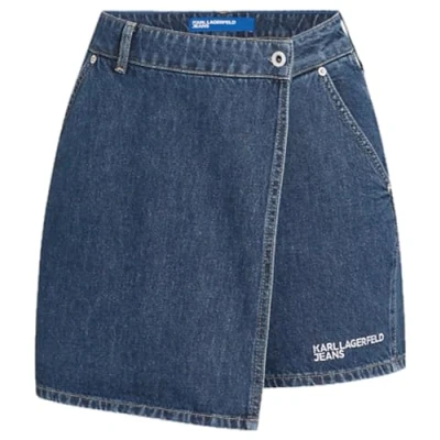 Abbildung von Karl Lagerfeld Jeans Skort Shorts, Damen, Größe: Large, Washed dark blue