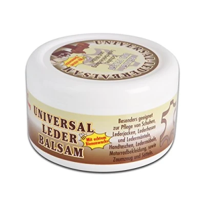 Abbildung von Universal Lederbalsam 250ml mit echtem Bienenwachs zur Pflege und Reinigung von Zaumzeug Sättel Schuhe Lederbekleidung Möbel Handtaschen, farblos